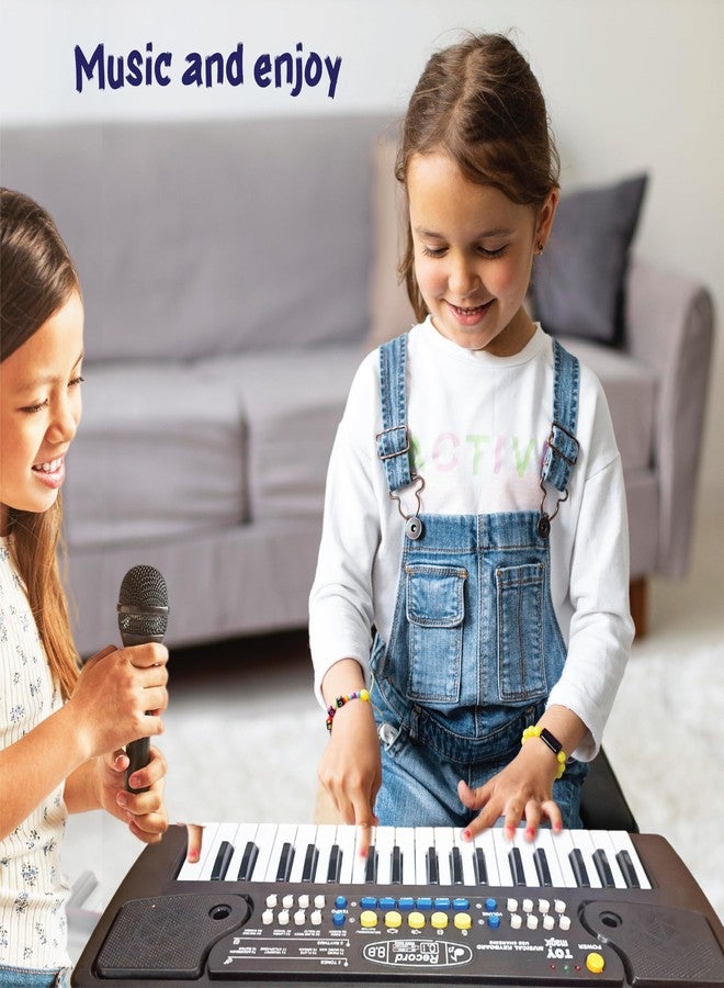 ToyMagic Kids Keyboard with 37 Keys & Microphone|Electronic Piano for Beginners|Portable Rechargable Keyboard Piano|USB Charging|48 x 17Cm Black Color|Best Gift for 3+ Years|Made in India - Image 2